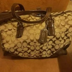 Women's coach canvas monogram handbag